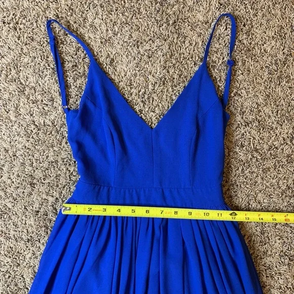 Miss Avenue Blue Maxi Dress Small Sleeveless V Neck Flowy Summer Cocktail - Picture 7 of 11